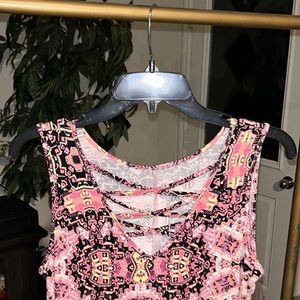 Pink patterned midi dress